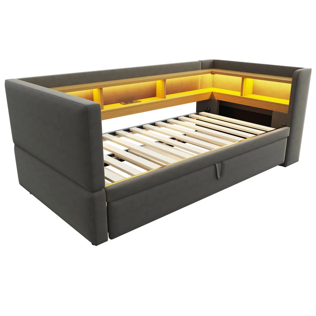 Letto divano estraibile flanella 90/180x190 cm