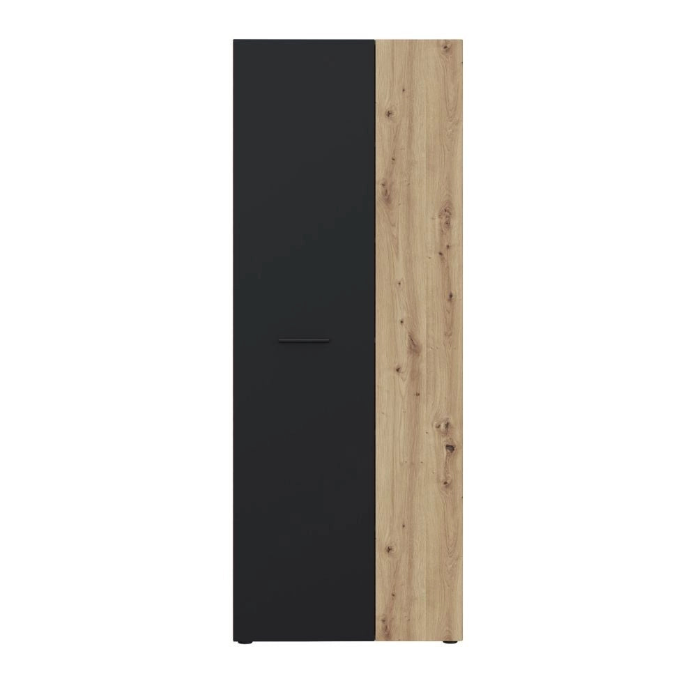 Armadio multiuso tuttopiani Teodoro 2 ante rovere con anta nera 69x36.5x181H