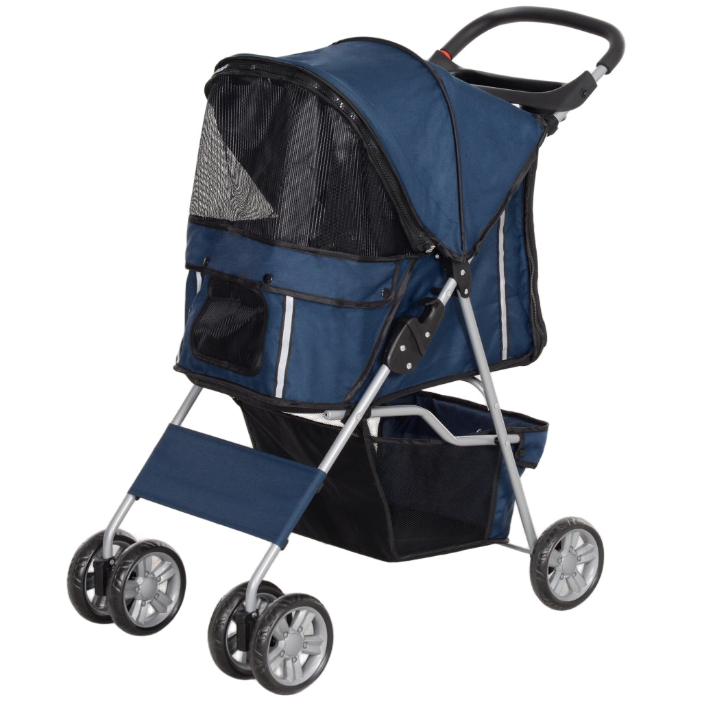 Carrello per Cani con Cestino, Portabicchieri e Ruote ¨C Minimal ¨C 75x45x97 cm Blu