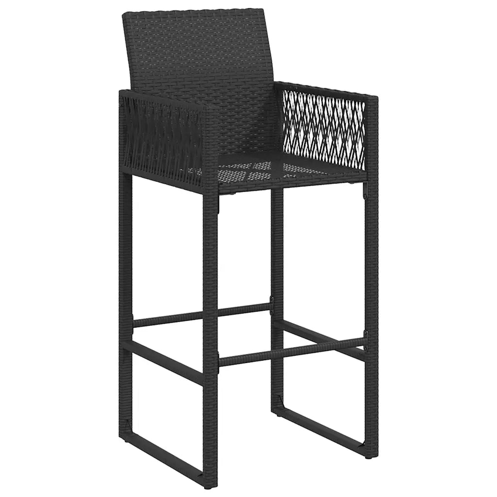 Sgabelli da Bar da Giardino 2 pz in Polyrattan Nero 368702