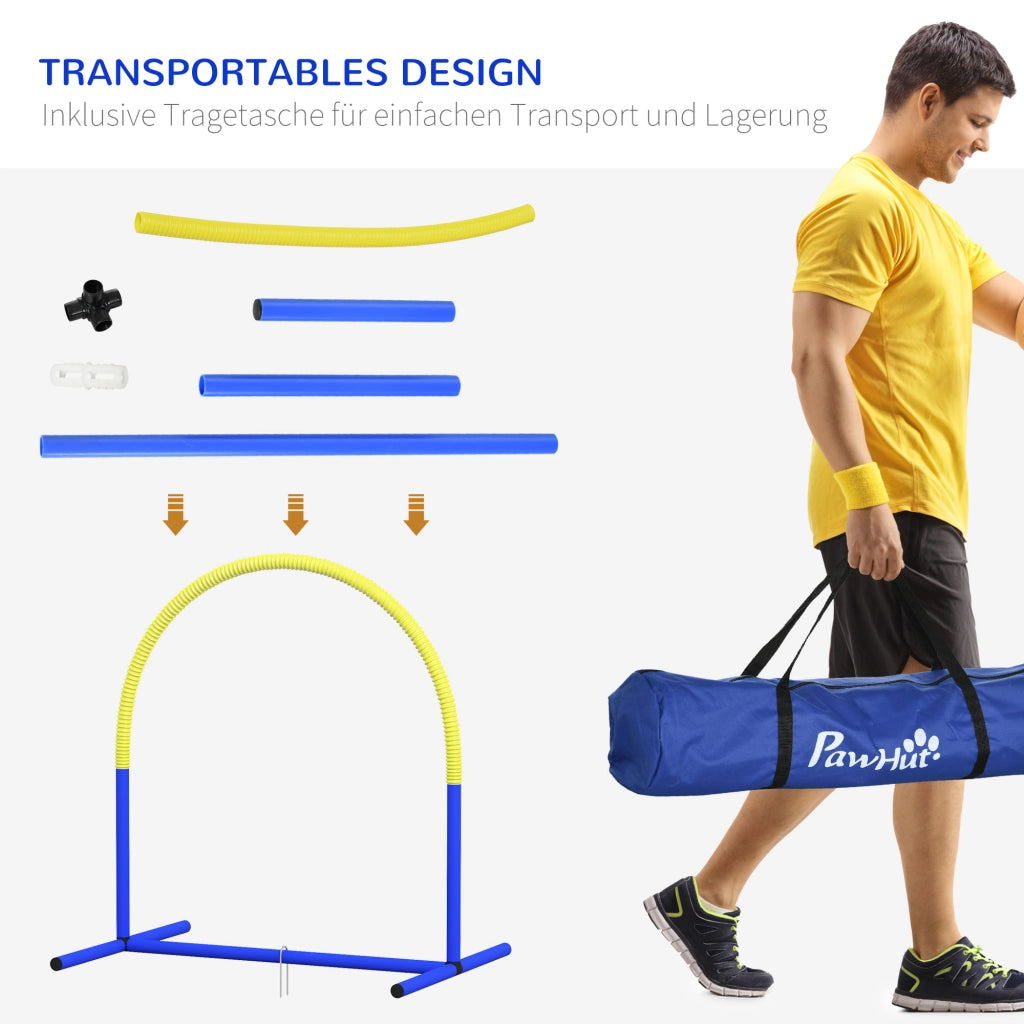 Set Agilita per Cani ¨C Minimal ¨C Blu+Giallo, 88x64x95 cm