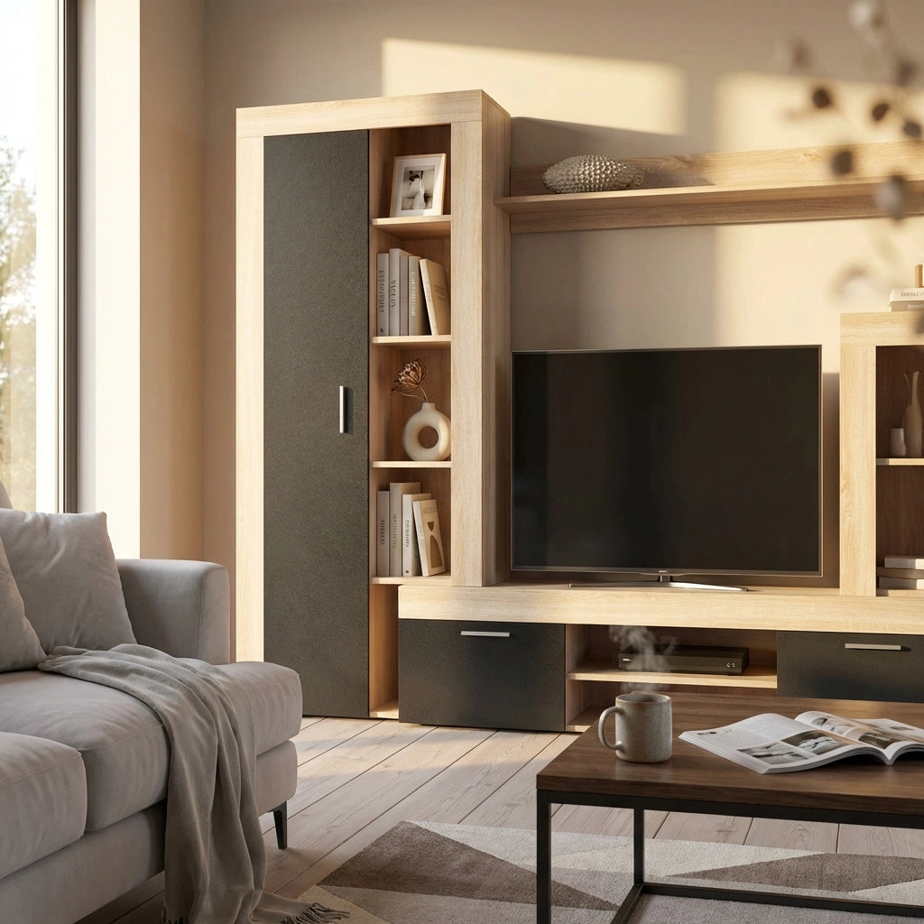 Parete Attrezzata per Soggiorno in Legno Composito cm 259x40x180 - ALTON