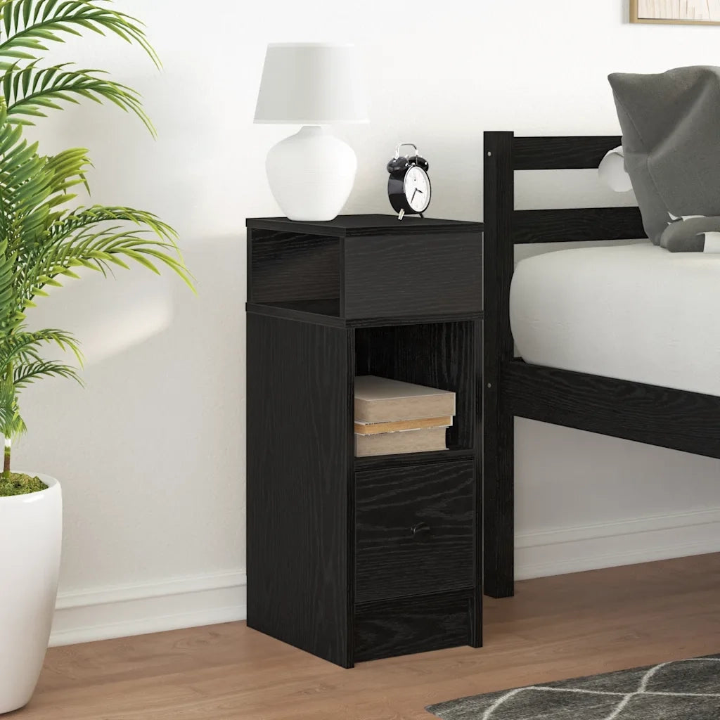 Comodino con Cassetto Nero 25x31x66 cm 858616