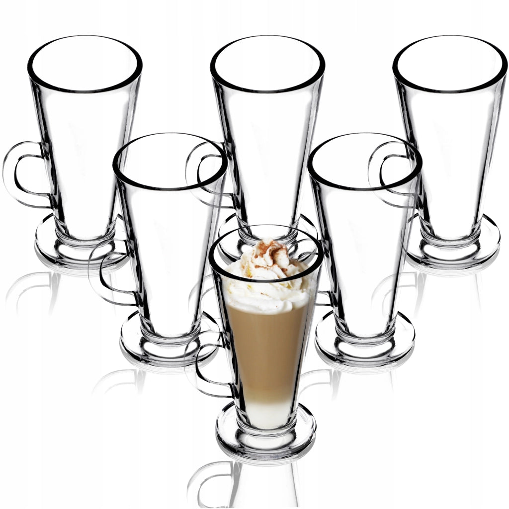Set di 6 bicchieri da caffè, tè e latte KADAX da 260 ml con manico.