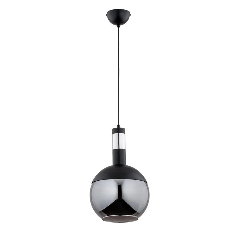 Lampada sospensione nera sfera vetro Alfa Bolso E27