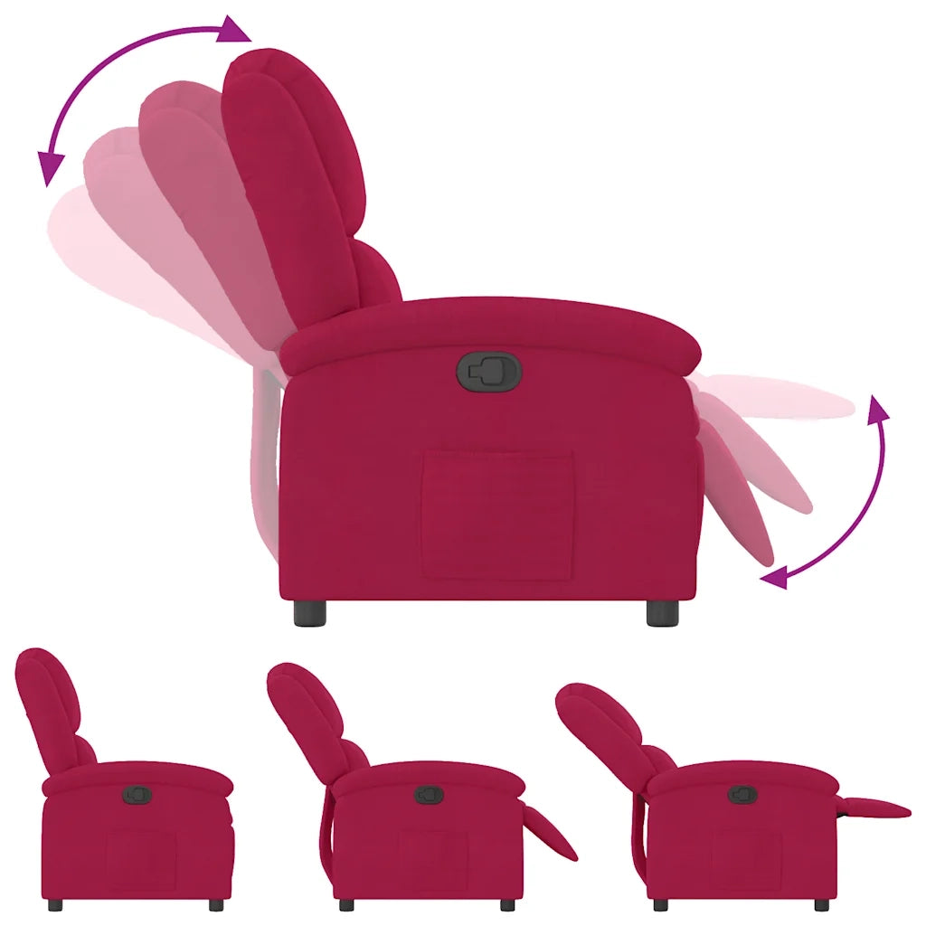 Poltrona Reclinabile Rosso Vino in Velluto 371802