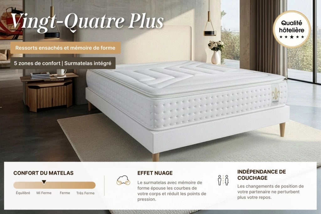 Set materasso e base 160x200 cm - Vingt-Quatre PLUS