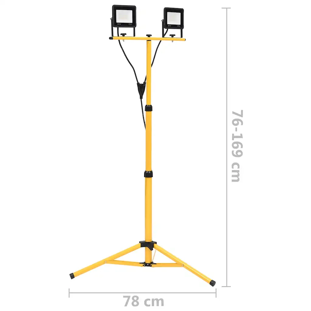 Faretto a LED con Treppiede 2x30 W Bianco Freddo 149660