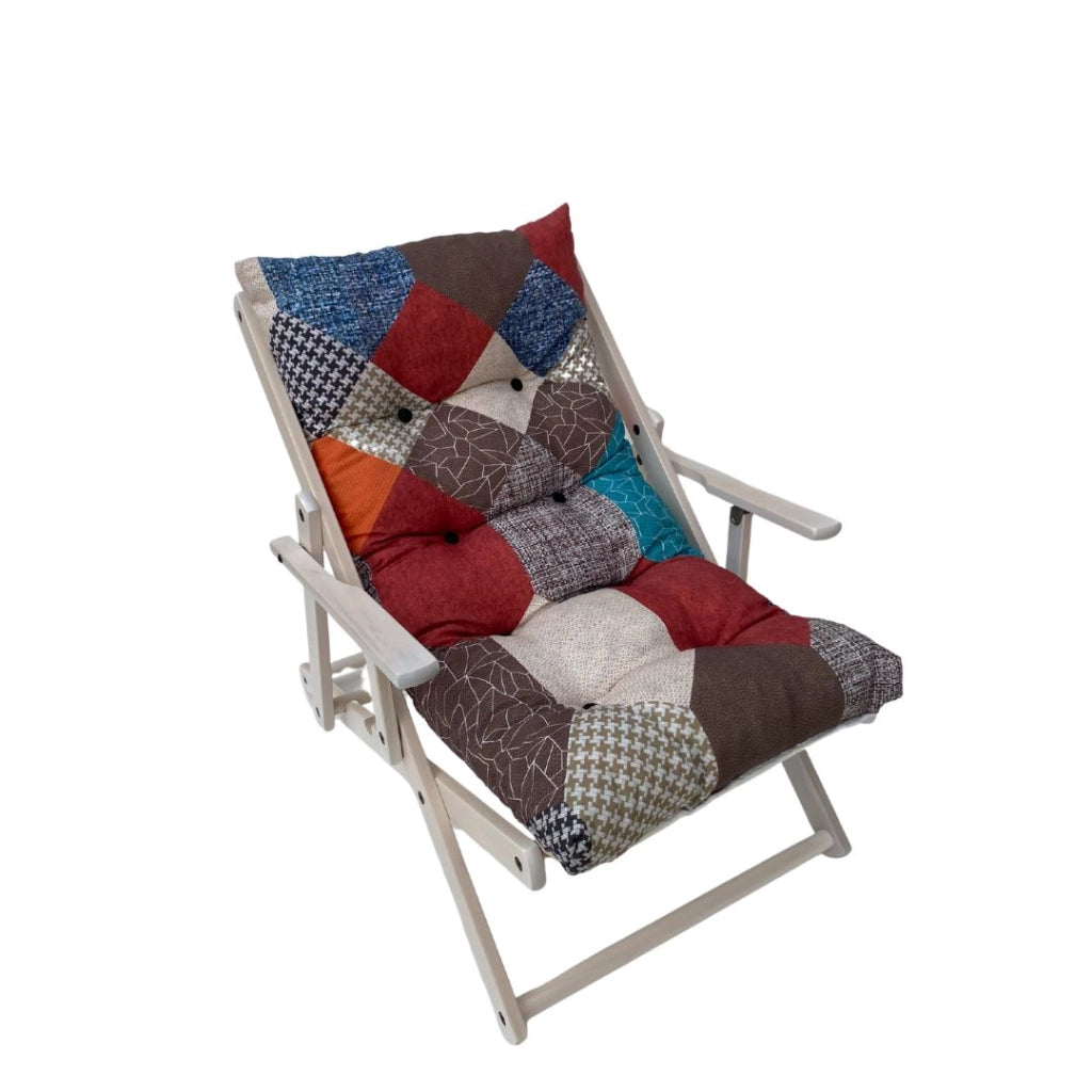 MAURY'S POLTRONA RELAX MAURYTCHWORK COMODONA IN LEGNO 3 POSIZIONI CON CUSCINO IMBOTTITO
