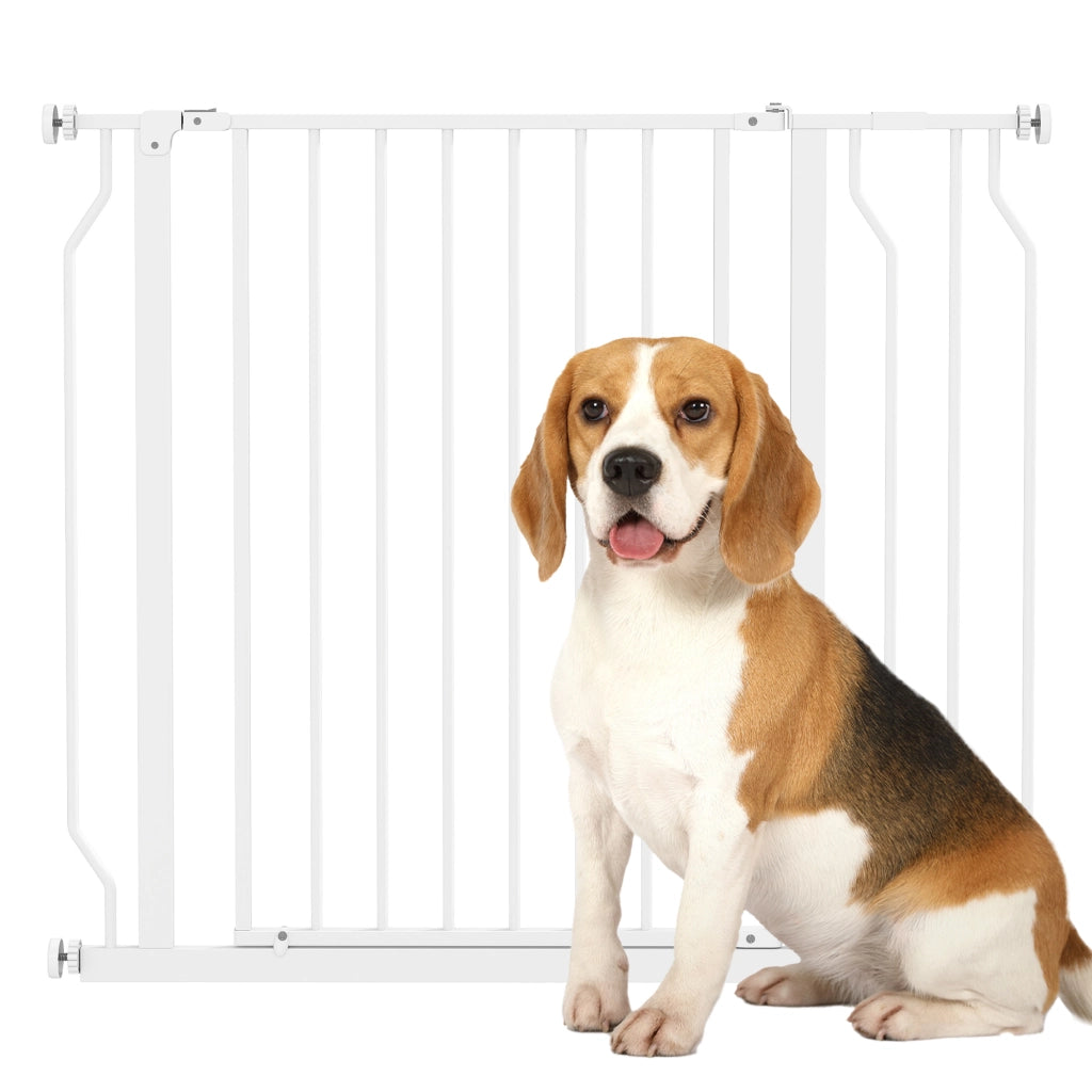 Cancelletto per Cani Regolabile 75-95 cm ¨C Xylo ¨C Bianco con Doppio Blocco e Estensione