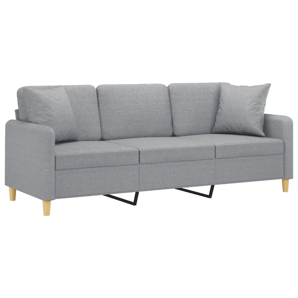 Divano a 3 Posti con Cuscini-Sofa 3 Posti con Cuscini Grigio Chiaro 180 cm in Tessuto 102724