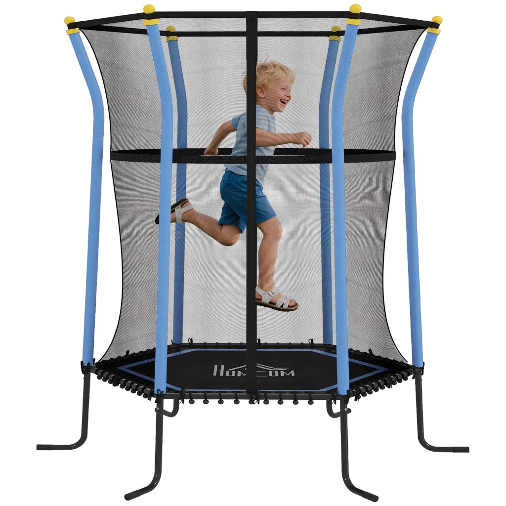 Trampolino per Bambini con Rete di Sicurezza ¨C Minimal ¨C Blu Nero ?163x190cm