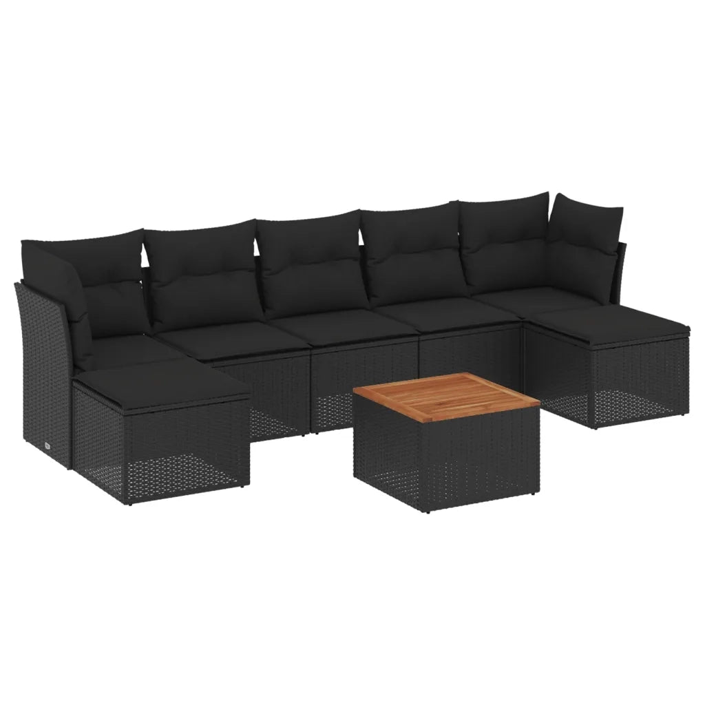 Set Divani da Giardino con Cuscini 8 pz Nero in Polyrattan 3223773