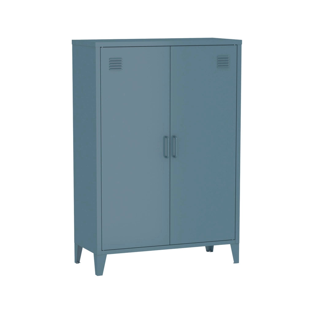 Set di 2 armadietti in metallo, 2 ante, blu grigio