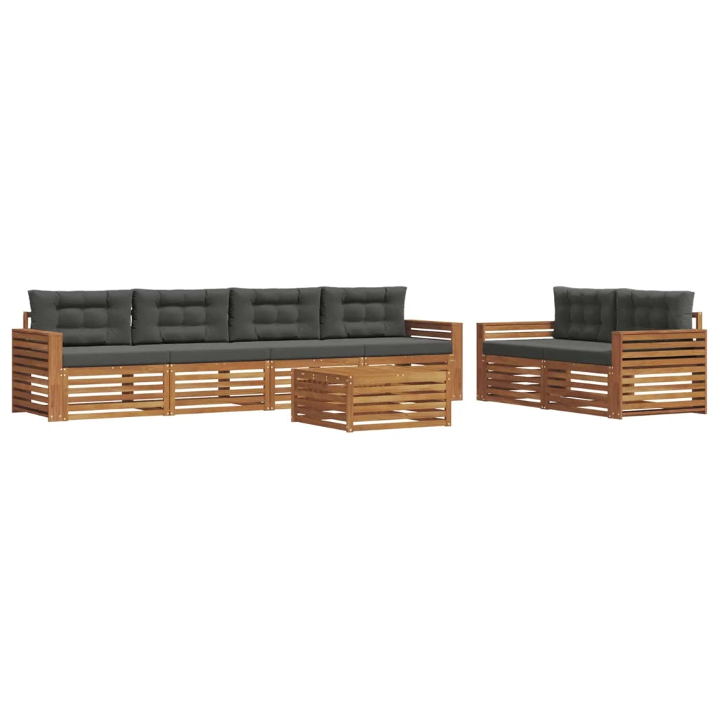 Set di divani da esterno con cuscino 7 pcs Naturale e Antracite 3373067