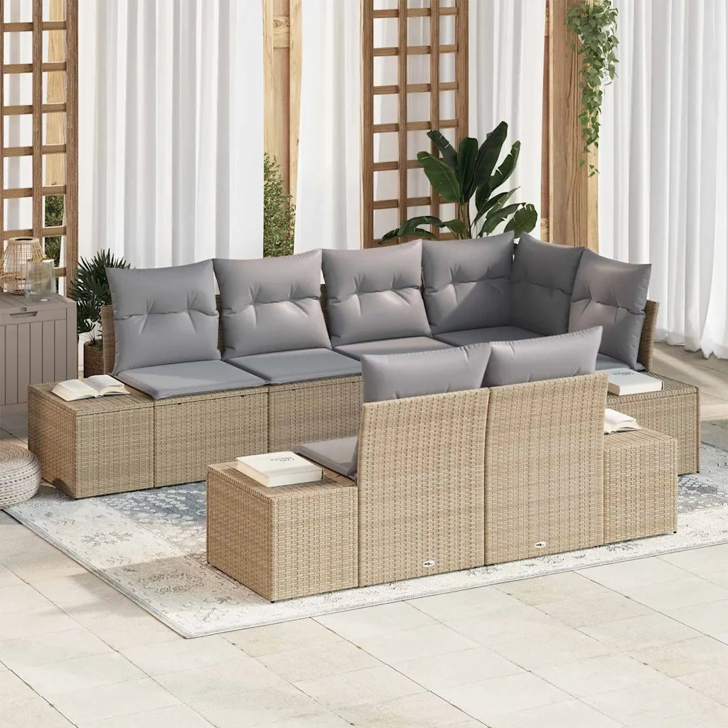 Set Divano da Giardino 7 pcs Beige e grigio polyrattan 3347100
