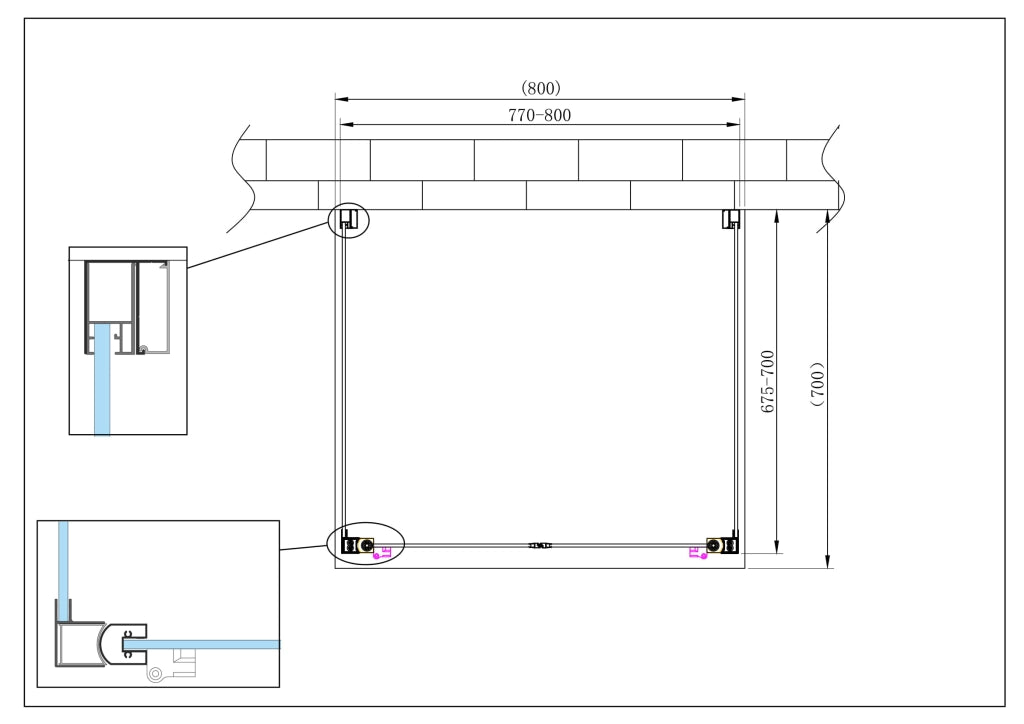 Porta battente Saloon  + 2 lati fissi box doccia 6 mm cromo 2 FISSE 67,5-70 + SALOON 77-80