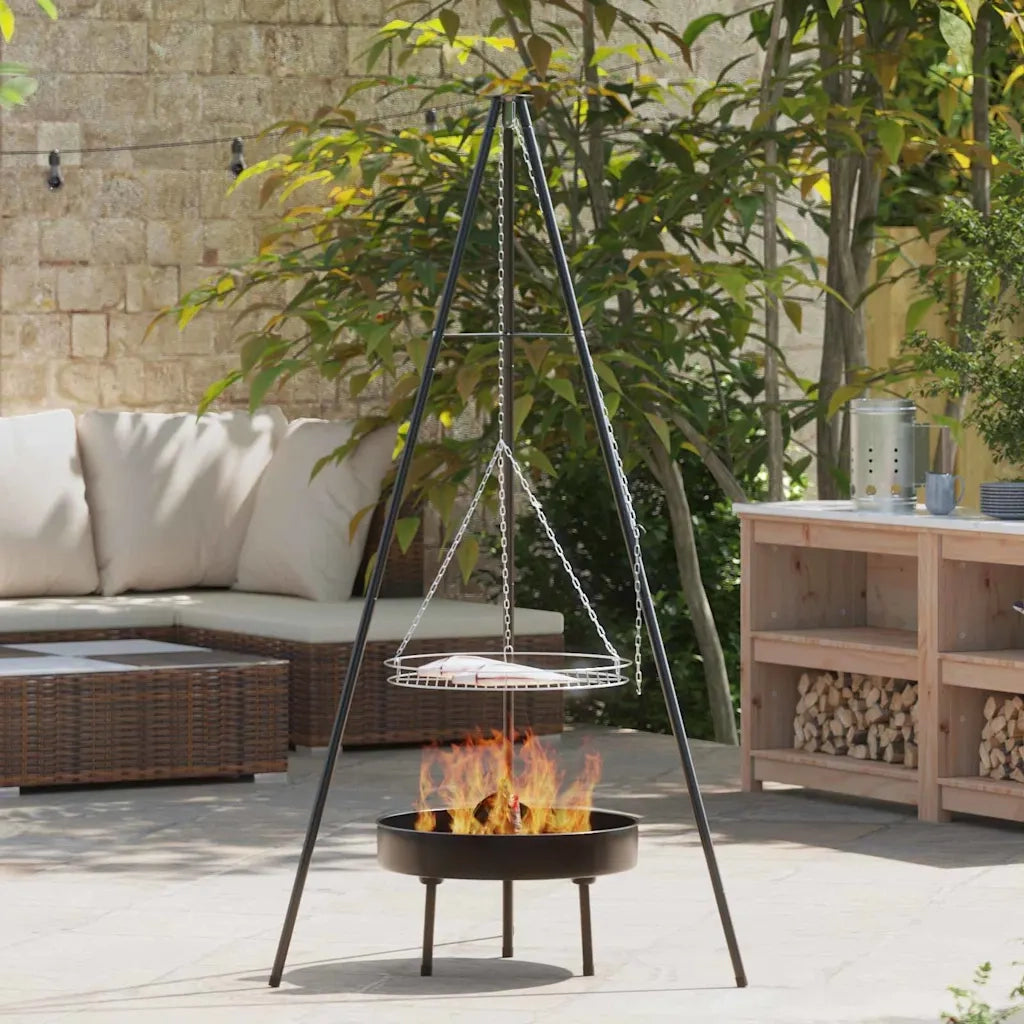 Treppiede da Campeggio 3 pcs Nero Acciaio 42010332