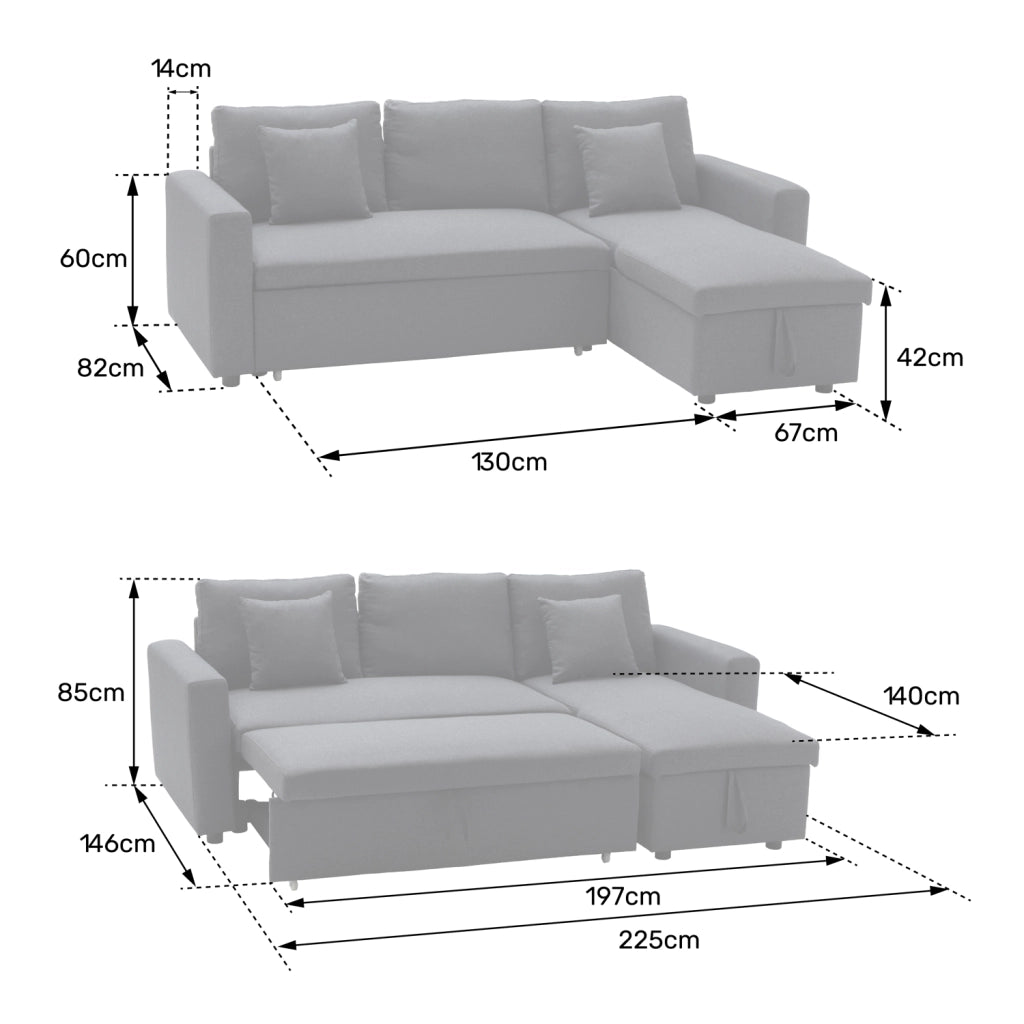 CLARKDivano letto angolare a 3 posti blu