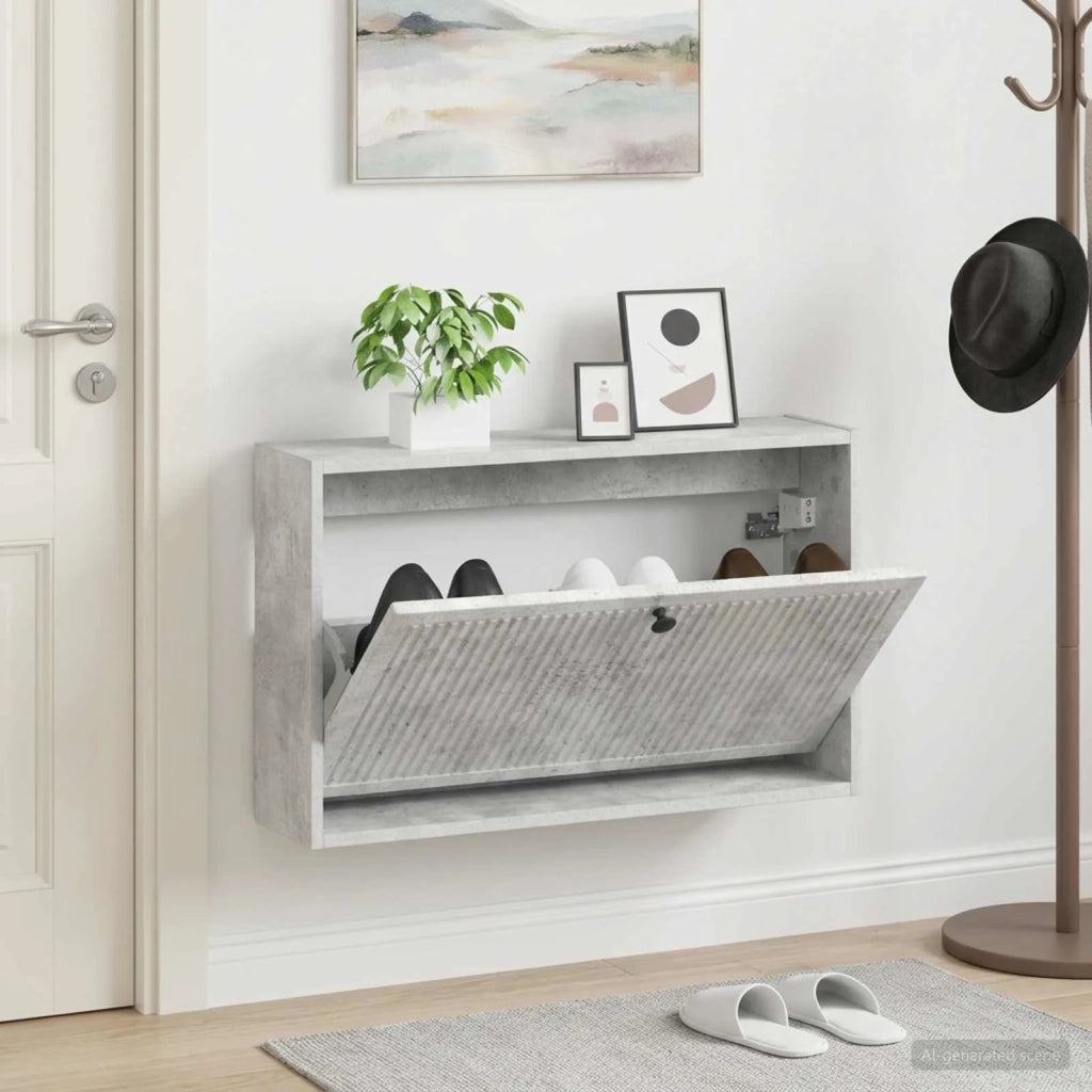 Mobiletto per Scarpe da Muro EDE 71 x 17 x 43 cm Grigio Cemento 895968