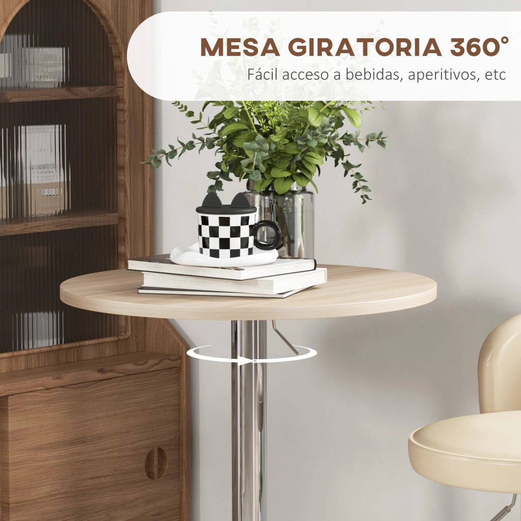 Tavolo da bar rotondo per 2 persone ¨C zephmum ¨C quercia chiaro 60x60x91 cm
