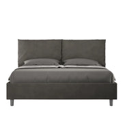 BS COM Letto queen size con rete imbottito 150x200 microfibra grigio