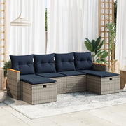 Set Divano da Giardino 6 pz con Cuscini Grigio in Polyrattan 3325946