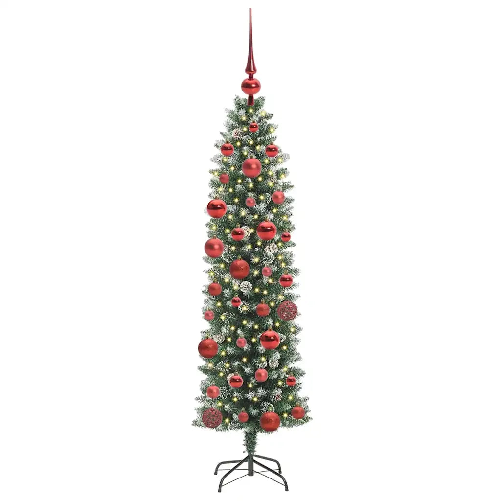 Albero di Natale Artificiale Sottile Verde e Bianco 150 cm 3395281