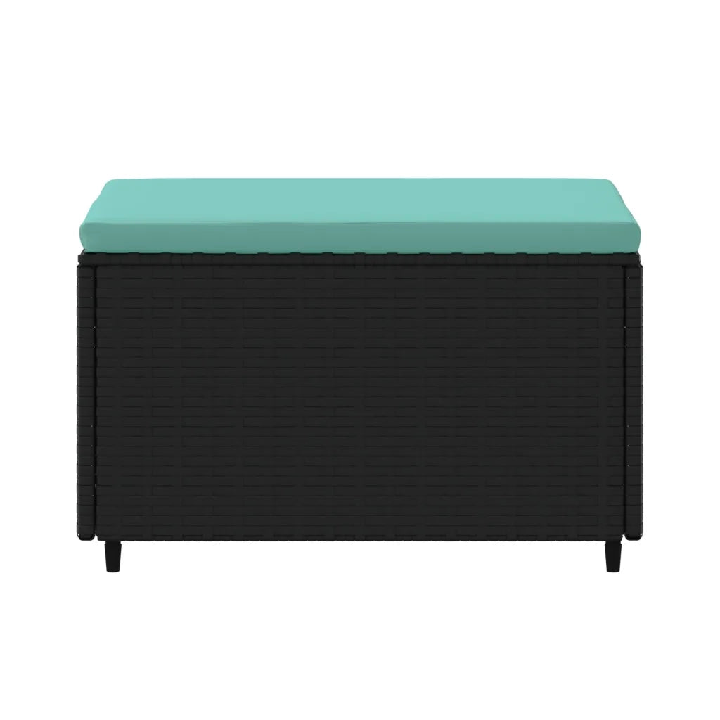 Poggiapiedi da Giardino con Cuscino in Polyrattan Nero 319804