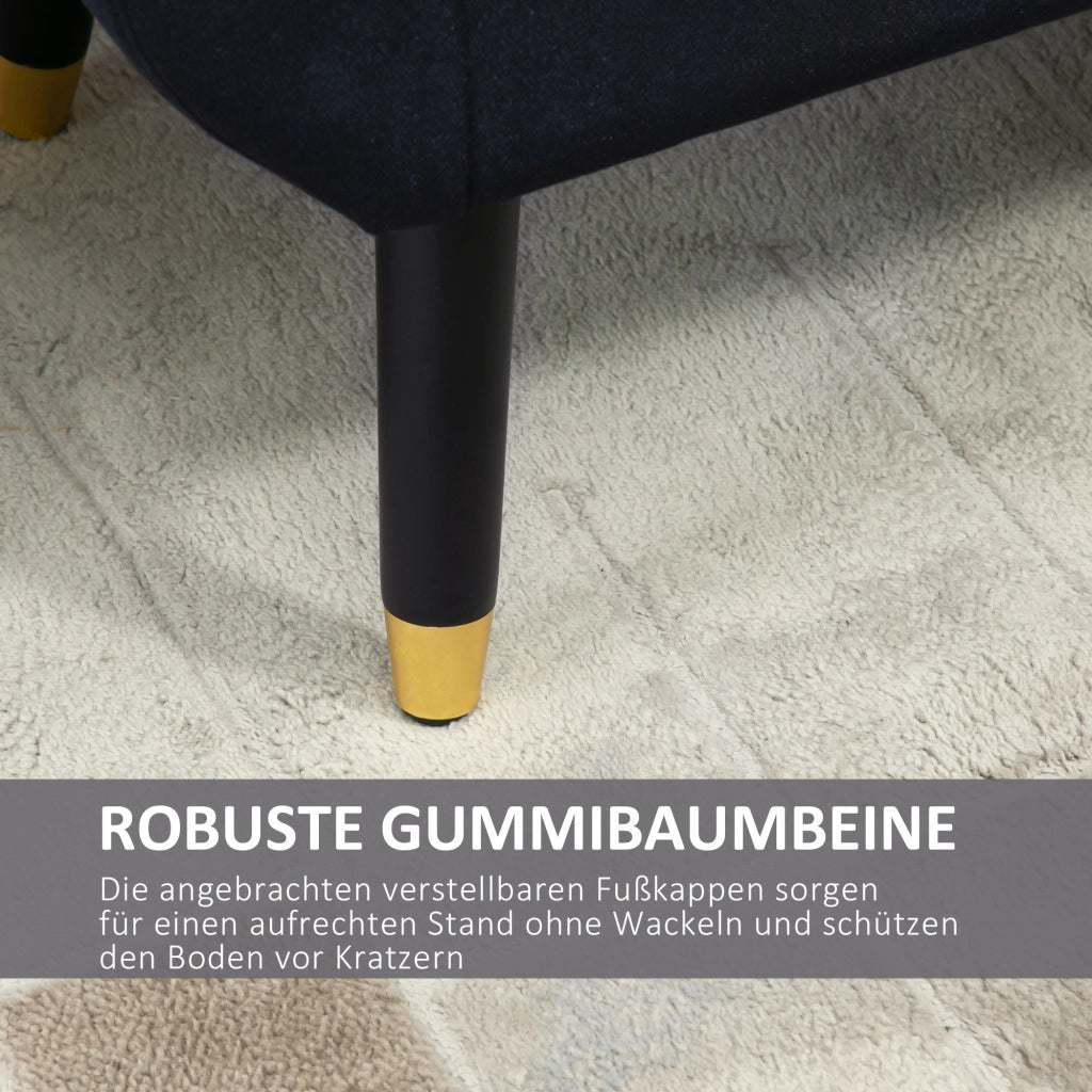 Divano imbottito con braccioli e contenitore ¨C Minimal ¨C Velluto nero 107x42x65 cm