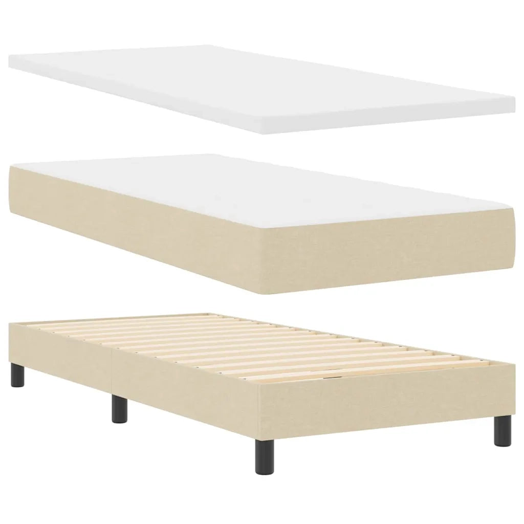 Letto a molle con materasso con led Crema 100 x 200 cm Tessuto 3342266