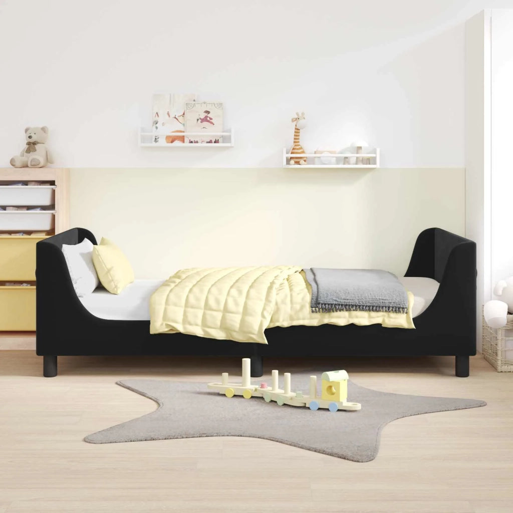 Struttura letto bambini con testata Nero 90 x 190 cm Velluto