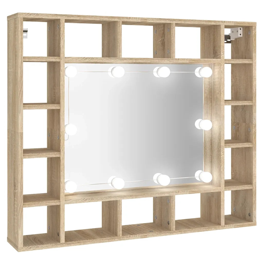 Mobile a Specchio | Armadio da bagno con LED Rovere Sonoma 91x15x76,5 cm