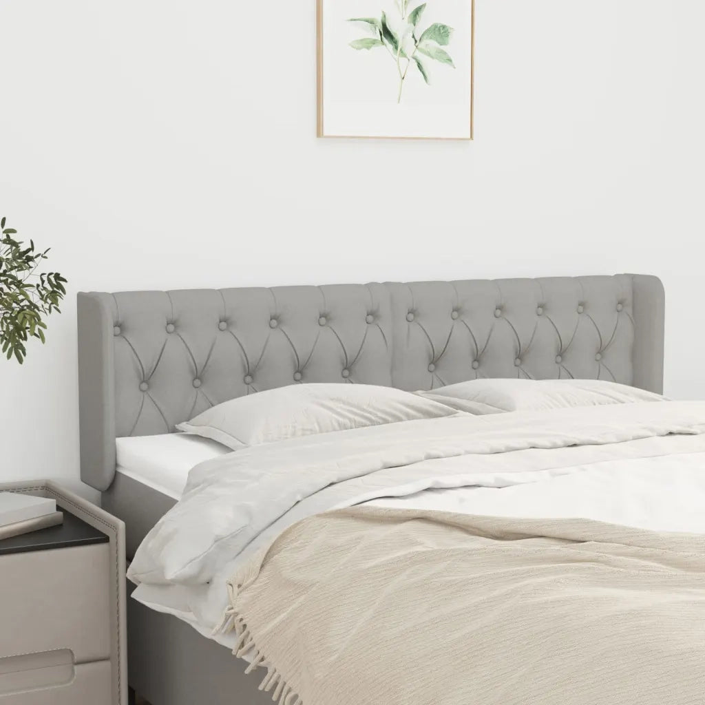 Testiera ad Orecchio-Testata con Orecchie Grigio Chiaro 163x16x78/88 cm in Tessuto 387853