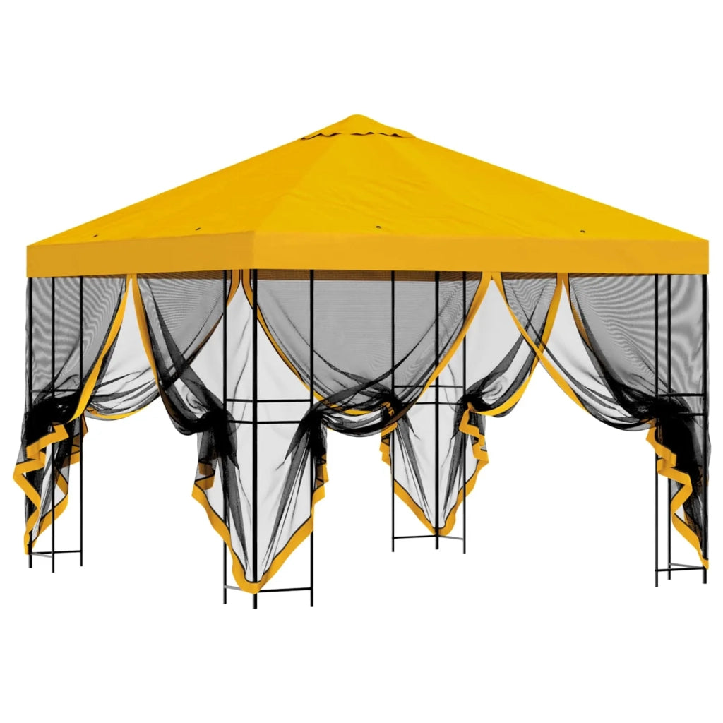 Gazebo da giardino con pareti laterali 3 x 3 m Giallo 900344
