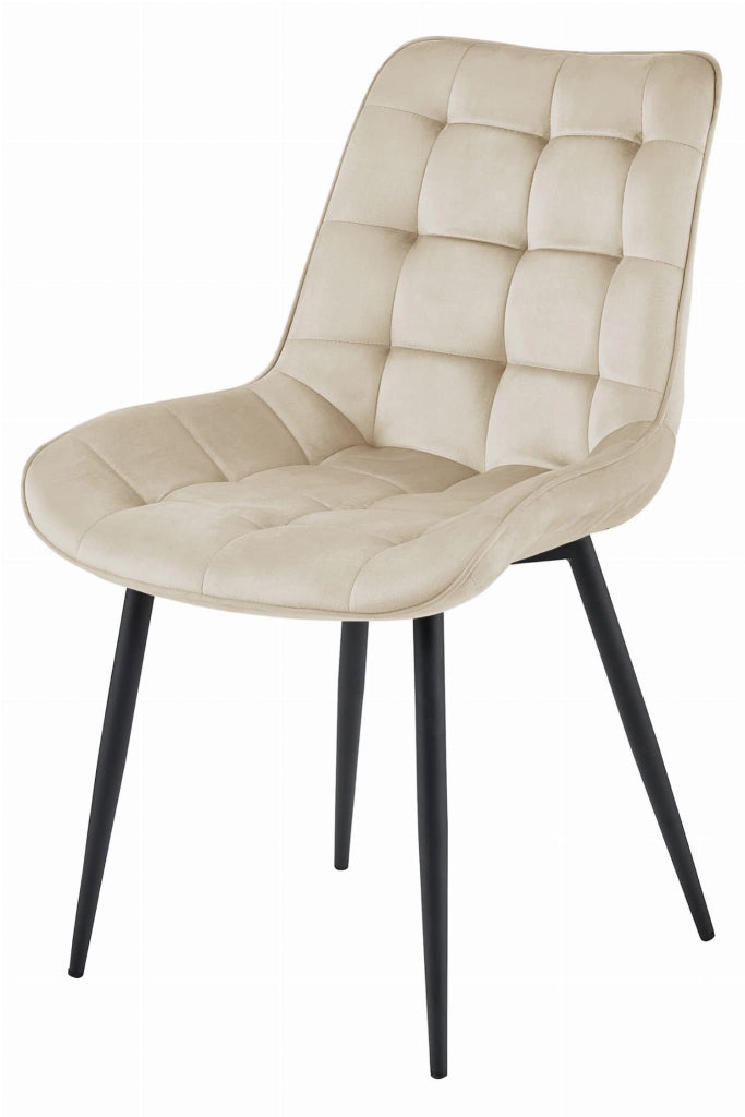 Sedia VALORA BERA - Velluto beige con gambe nere