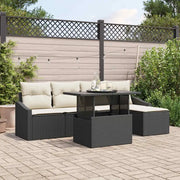 Set Divano da Giardino con cuscino 6 pcs Nero e crema