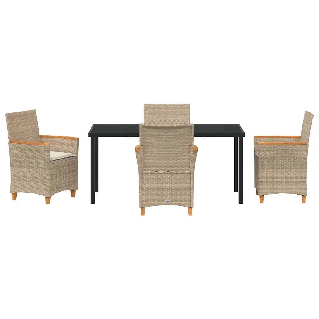 Set da Pranzo per Giardino 5 pcs Beige polyrattan