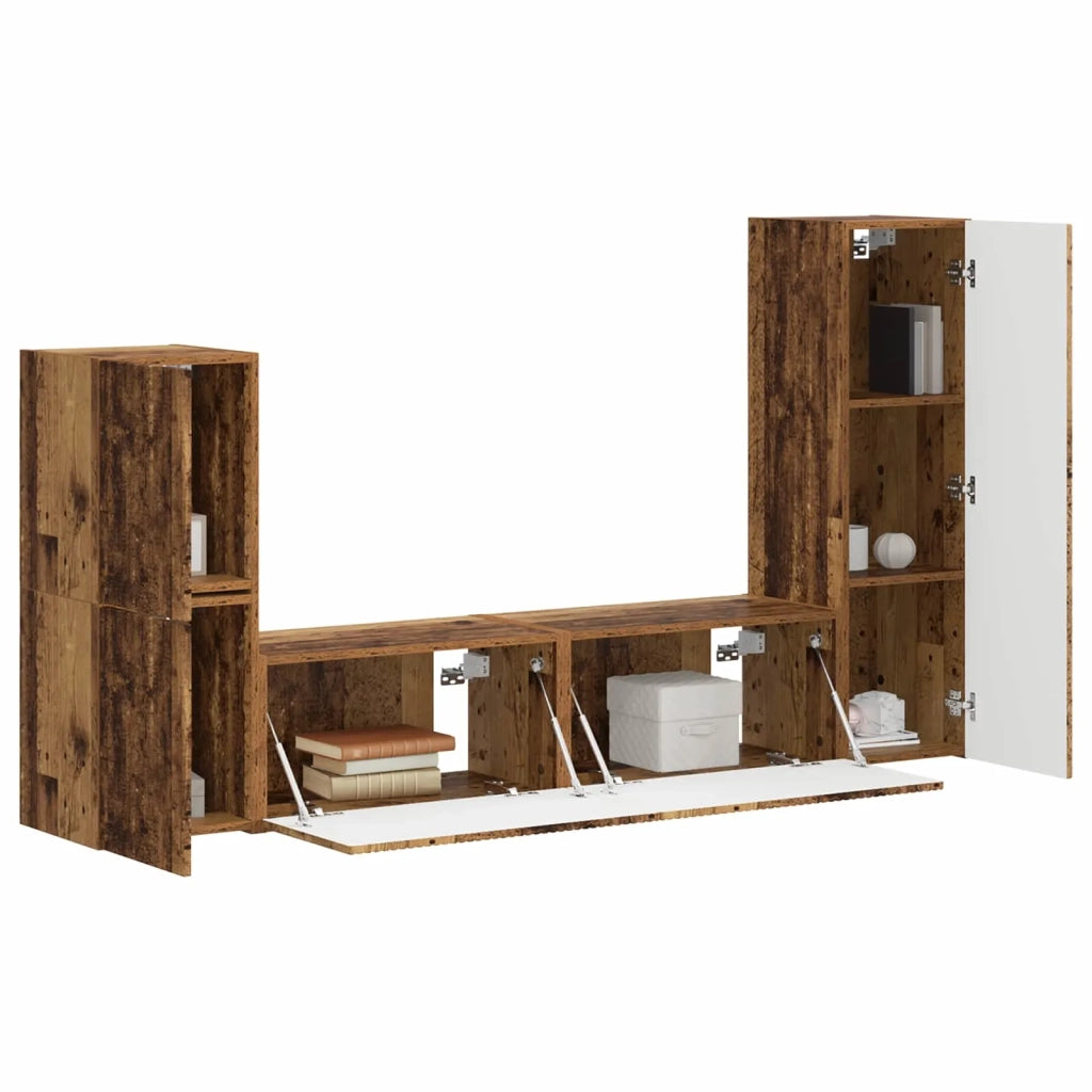 Set mobile TV 4 pcs Legno vecchio Legno multistrato