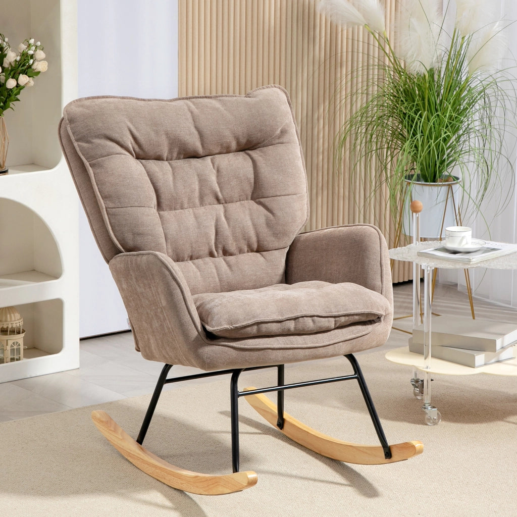 Poltrona a Dondolo ¨C Minimal ¨C Legno di Faggio, Marrone
