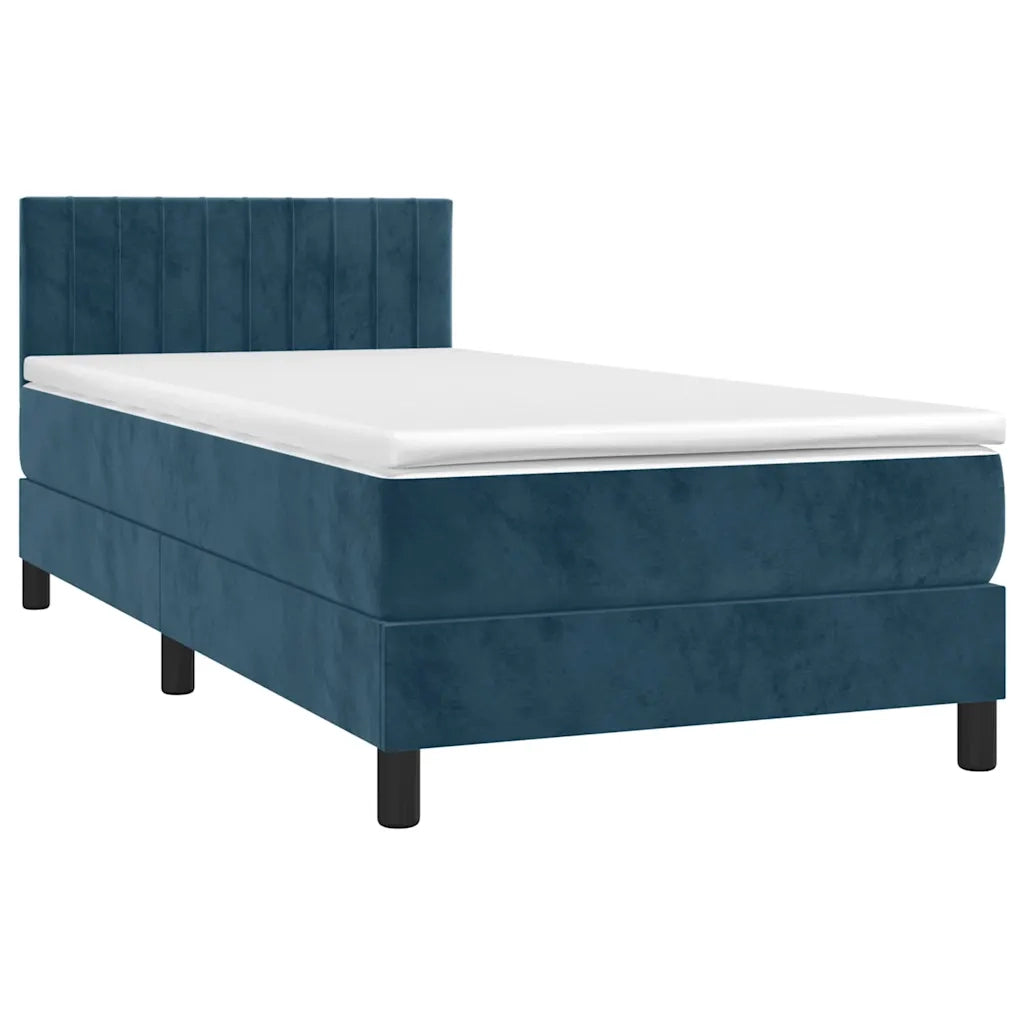 Giroletto a Molle con Materasso Blu Scuro 80x200 cm in Velluto 3141393