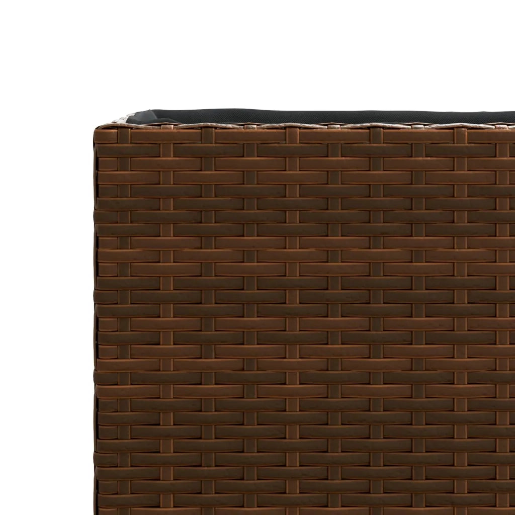 Fioriera con 2 Vasi Marrone 90x20x40 cm in Polyrattan 366408