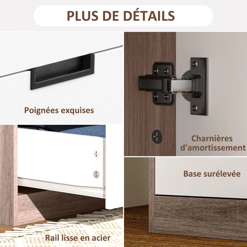 Armadio a 2 ante con 3 cassetti e appendiabiti ¨C Minimal ¨C marrone