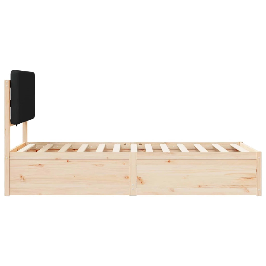 Letto con Testiera Rivestita-Struttura Letto con Testiera Nero 90 x 200 cm Pino massello 833758