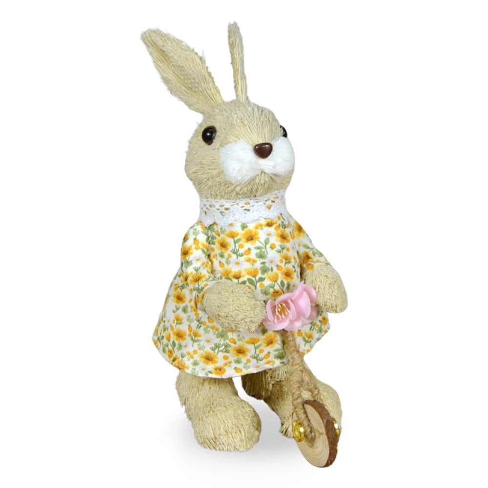 Coppia Coniglietti Decorativi con Bicicletta h 24 cm