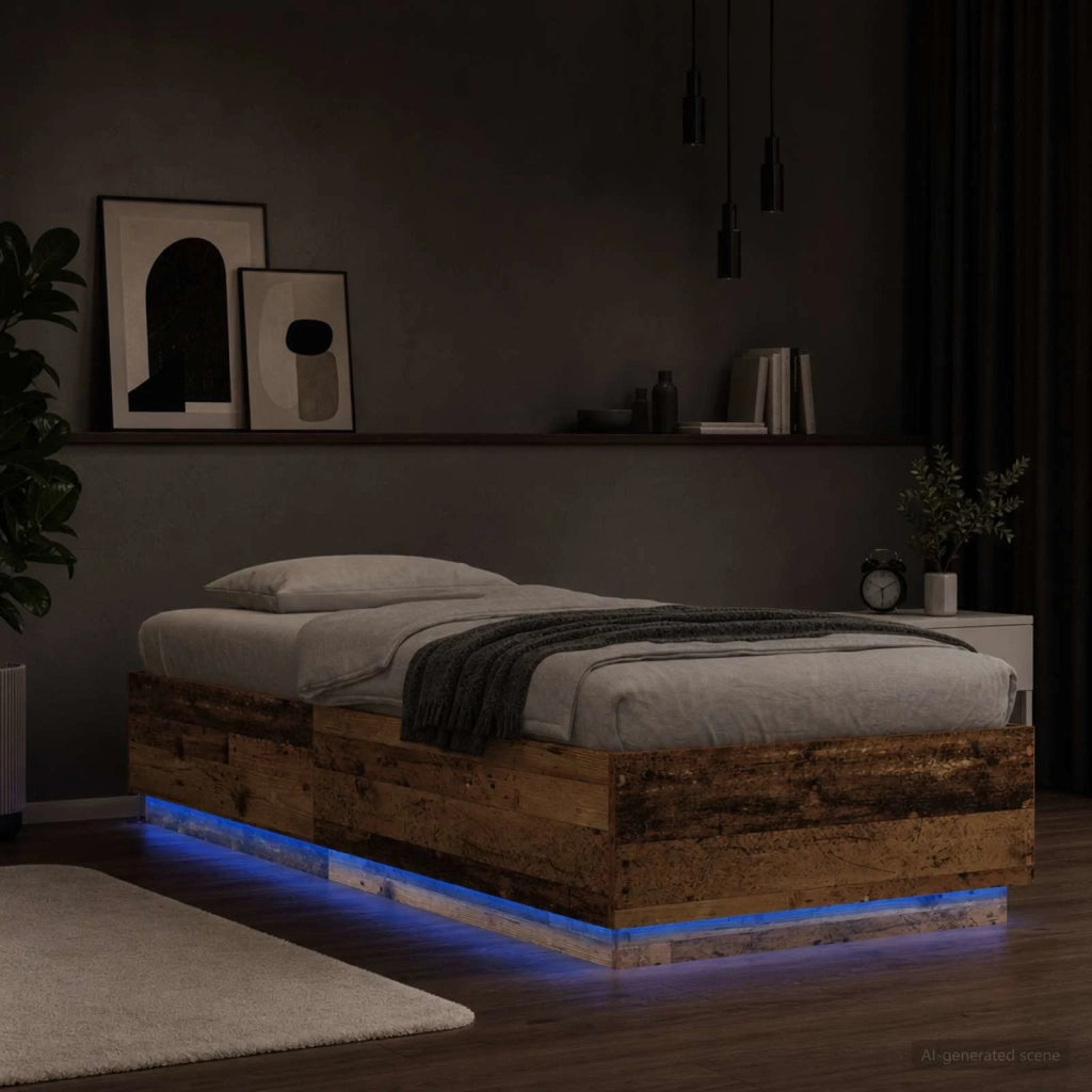 Letto con LED Legno antico 80 x 200 cm Legno ingegnerizzato 3429568