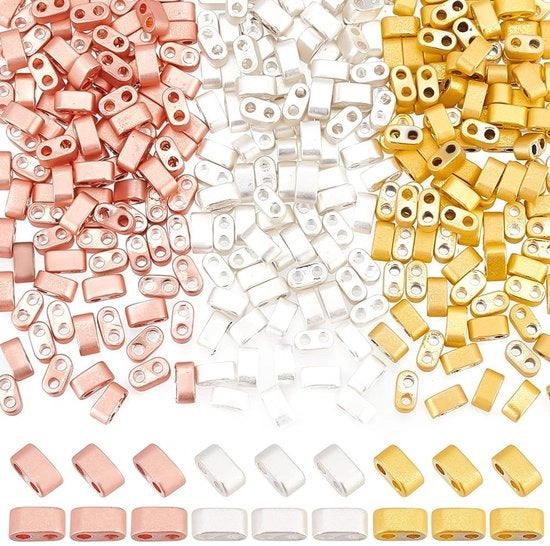 Collana a forma di tila - 300 pezzi - 4,5 x 2 x 2,5 mm - per lavorazione di perle - in oro zaffiro e rosa oro