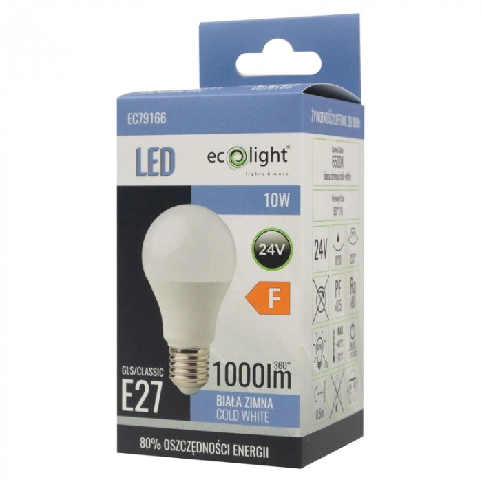 Lampadina LED globo E27 10W 6500K fredda 900lm Ecolight
