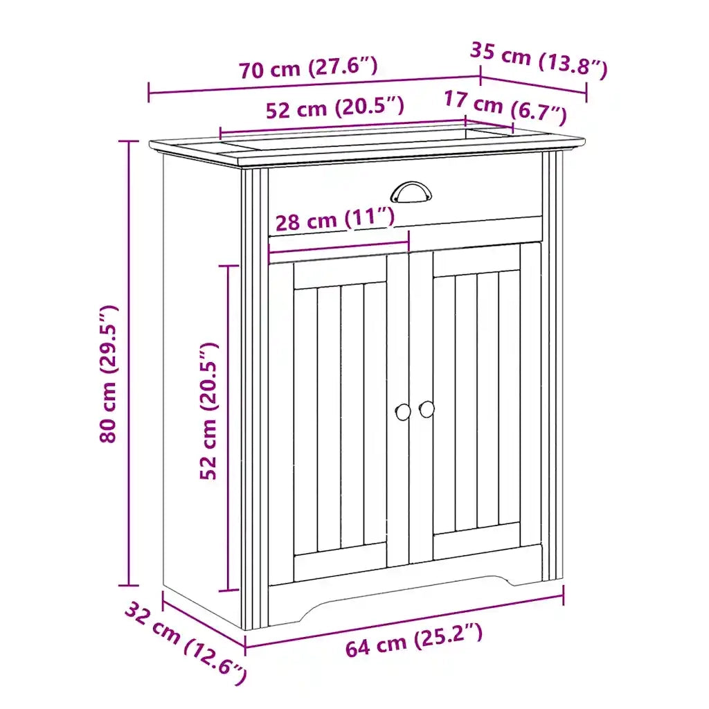Mobile Lavabo da Bagno BODO Bianco 70x35x80 cm 4016863