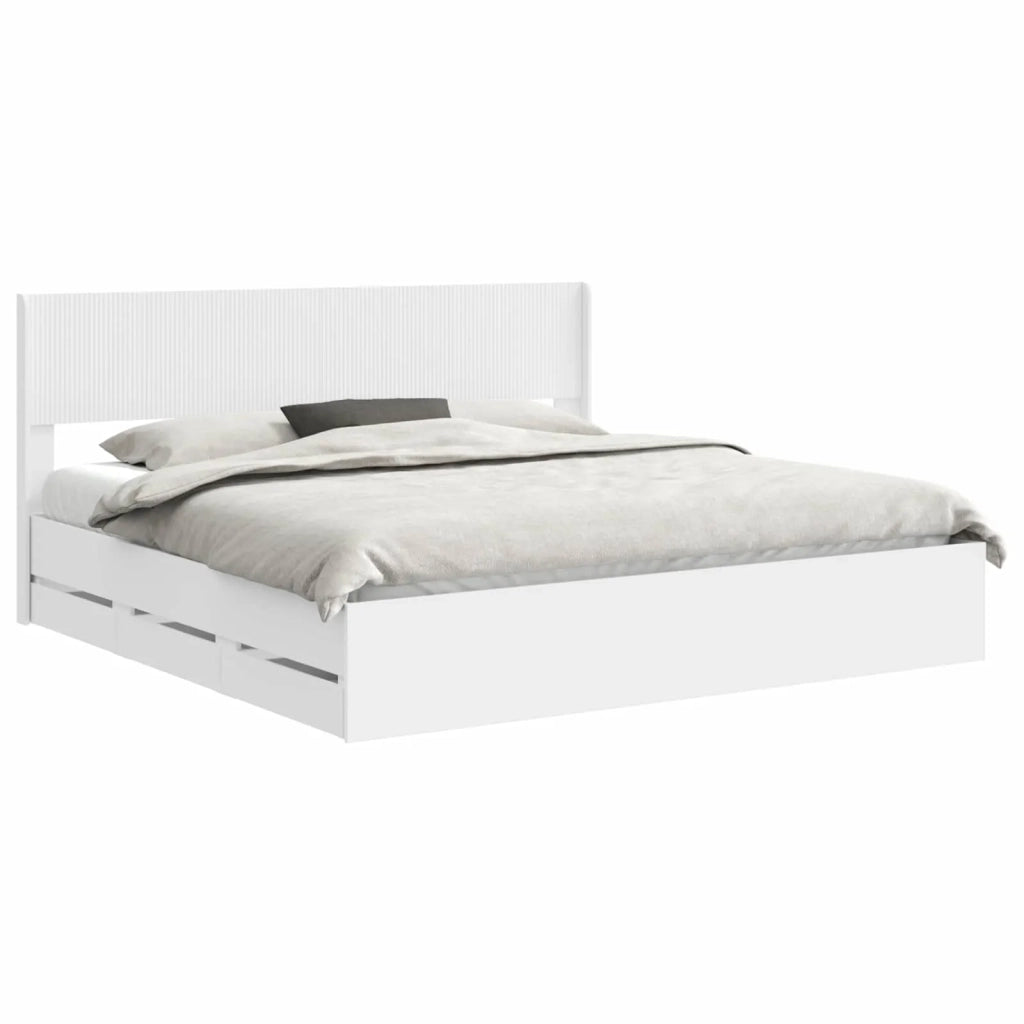Struttura del letto con stoccaggio e testata Bianco 3414275